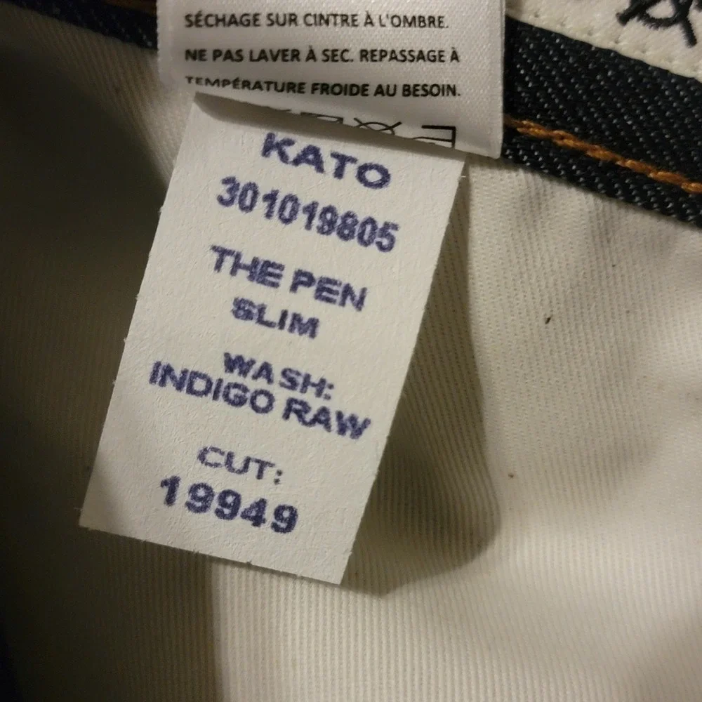 Hiroshi Kato Jeans Mens 31x34 Indigo Raw Blue Pen Slim 4-Way Stretch Selvedge - Picture 7 of 11